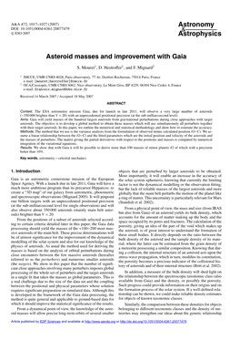 Asteroid Masses and Improvement with Gaia