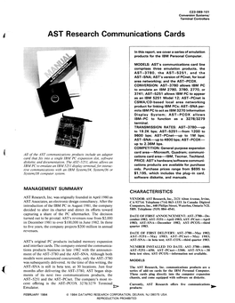 AST Research Communications Cards
