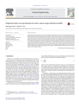 Empirical Wave Run-Up Formula for Wave, Storm Surge and Berm Width