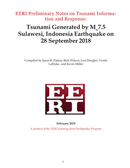 Tsunami Generated by MW7.5 Sulawesi, Indonesia Earthquake on 28 September 2018