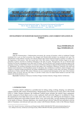 Development of Furniture Manufacturing and Current Situation in Turkey