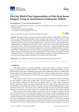 On-Line Multi-Class Segmentation of Side-Scan Sonar Imagery Using an Autonomous Underwater Vehicle