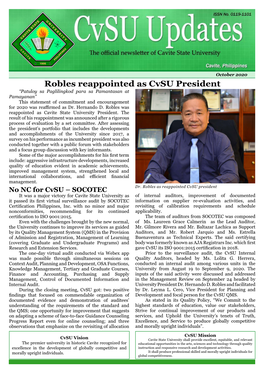 Robles Reappointed As Cvsu President