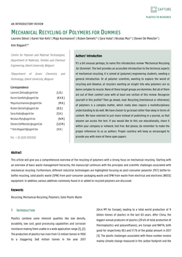 Mechanical Recycling of Polymers for Dummies