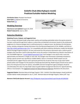 Sicklefin Chub (Macrhybopsis Meeki) Predicted Suitable Habitat Modeling