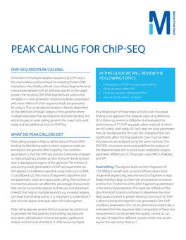 PEAK CALLING for Chip-SEQ