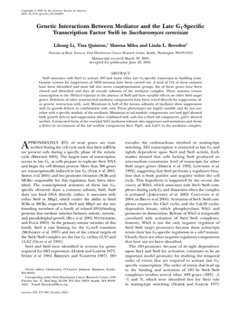 Genetic Interactions Between Mediator and the Late G1-Specific