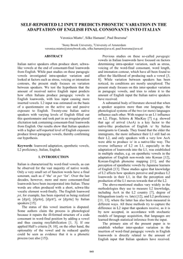 Self-Reported L2 Input Predicts Phonetic Variation in the Adaptation of English Final Consonants Into Italian