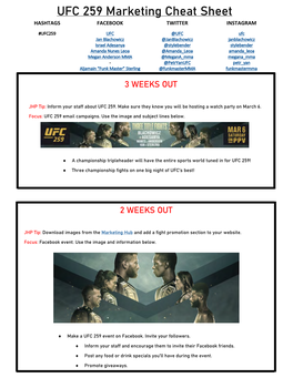 UFC 259 Marketing Cheat Sheet HASHTAGS FACEBOOK TWITTER INSTAGRAM