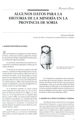Algunos Datos Para La Historia De La Minería En La Provincia De Soria