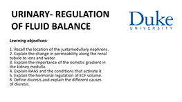 Regulation of Fluid Balance