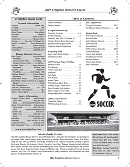 2007 Creighton Women's Soccer