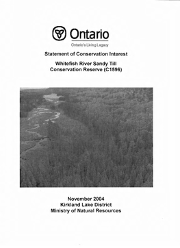 Statement of Conservation Interest Whitefish River Sandy