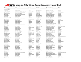 2019-20 Atlantic 10 Commissioner's Honor Roll