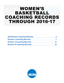 Women's Basketball Coaching Records Through 2016-17