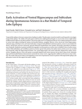 Early Activation of Ventral Hippocampus and Subiculum During Spontaneous Seizures in a Rat Model of Temporal Lobe Epilepsy