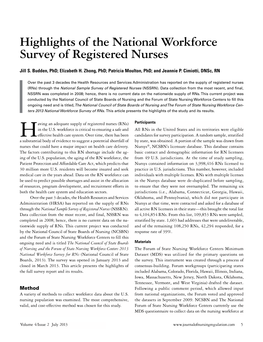 Highlights of the National Workforce Survey of Registered Nurses