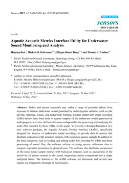 Aquatic Acoustic Metrics Interface Utility for Underwater Sound Monitoring and Analysis