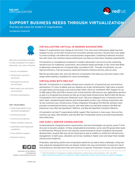 SUPPORT BUSINESS NEEDS THROUGH VIRTUALIZATION Five Key Use Cases for Modern IT Organizations