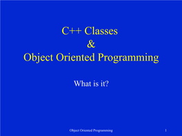 C++ Classes & Object Oriented Programming