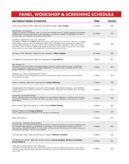 Panel, Workshop & Screening Schedule