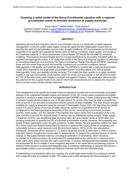 Coupling a Radial Model of the Darcy-Forchheimer Equation with a Regional Groundwater Model to Simulate Drawdown at Supply Boreholes