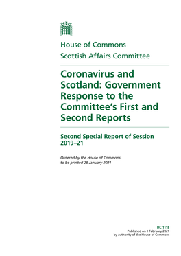 Coronavirus and Scotland: Government Response to the Committee’S First and Second Reports