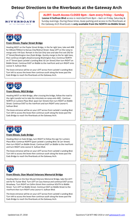 Detour Directions to the Riverboats at the Gateway Arch