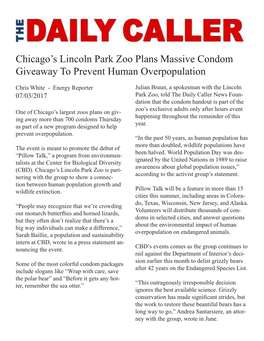 Chicago's Lincoln Park Zoo Plans Massive Condom Giveaway to Prevent Human Overpopulation