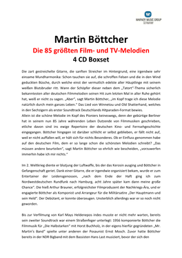 Martin Böttcher Die 85 Größten Film‐ Und TV‐Melodien 4 CD Boxset