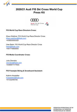 2020/21 Audi FIS Ski Cross World Cup Press Kit