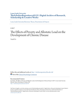 The Effects of Poverty and Allostatic Load on the Development of Chronic Disease