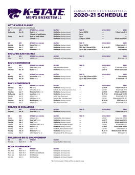 2020-21 Schedule