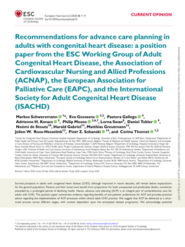 Recommendations for Advance Care