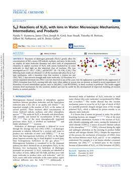 SN2 Reactions of N2O5 with Ions in Water: Microscopic Mechanisms, Intermediates, and Products Natalia V