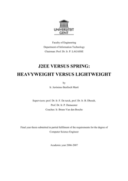 J2ee Versus Spring: Heavyweight Versus Lightweight