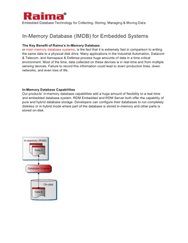 In-Memory Database (IMDB) for Embedded Systems