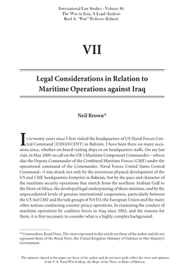 Legal Considerations in Relation to Maritime Operations Against Iraq