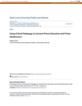 Using Critical Pedagogy to Connect Prison Education and Prison Abolitionism