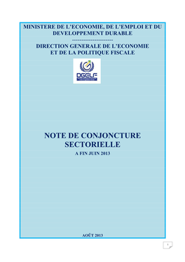 Note De Conjoncture Sectorielle a Fin Juin 2013