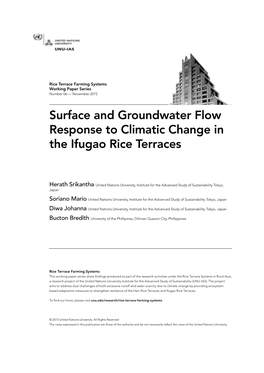 Surface and Groundwater Flow Response to Climatic Change in the Ifugao Rice Terraces