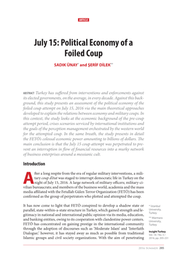 July 15: Political Economy of a Foiled Coup