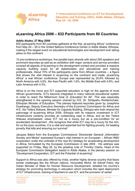 Elearning Africa 2006 – 832 Participants from 80 Countries