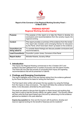 FINDINGS REPORT Regional Working Scrutiny Inquiry 1