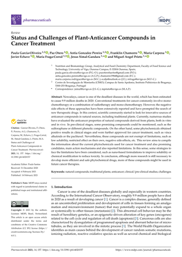 Status and Challenges of Plant-Anticancer Compounds in Cancer Treatment