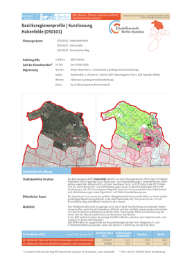 Bezirksregionenprofile | Kurzfassung Hakenfelde (050101)