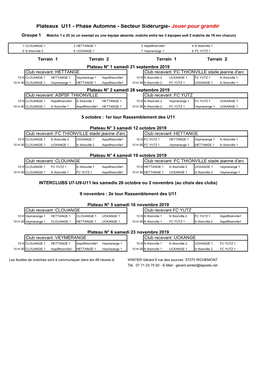 Plateaux U11 - Phase Automne - Secteur Sidérurgie- Jouer Pour Grandir