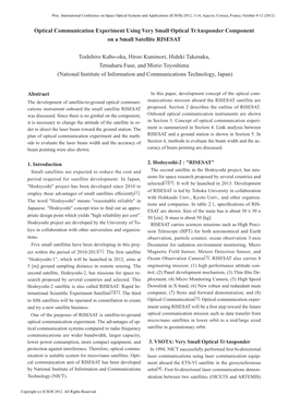 Optical Communication Experiment Using Very Small Optical Transponder Component on a Small Satellite RISESAT