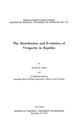 The Distribution and Evolution of Viviparity in Reptiles