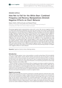 How Not to Fall for the White Bear: Combined Frequency and Recency Manipulations Diminish Negation Effects on Overt Behavior